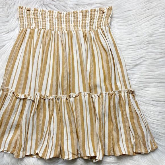 Angie Smocked Waisted Striped Skirt Orange and Ivory Medium - Picture 1 of 4